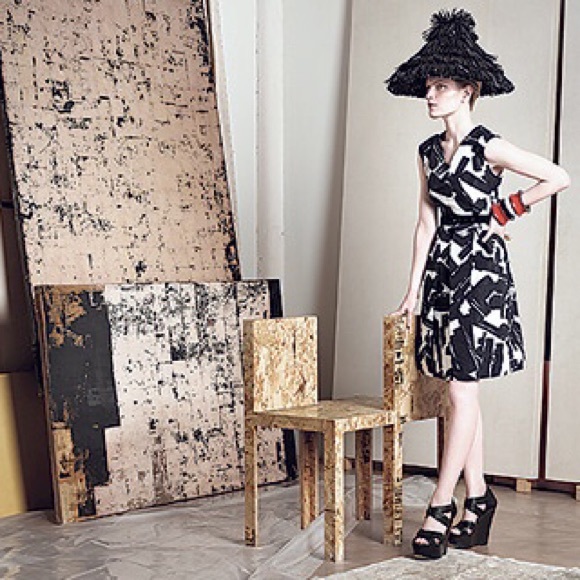 NWT DOO.RI Painterly Printed Pleated Dress 12 - Picture 3 of 7